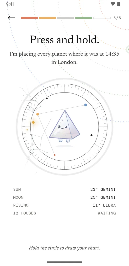 Prism’s activation screen: hold the prism to build your chart